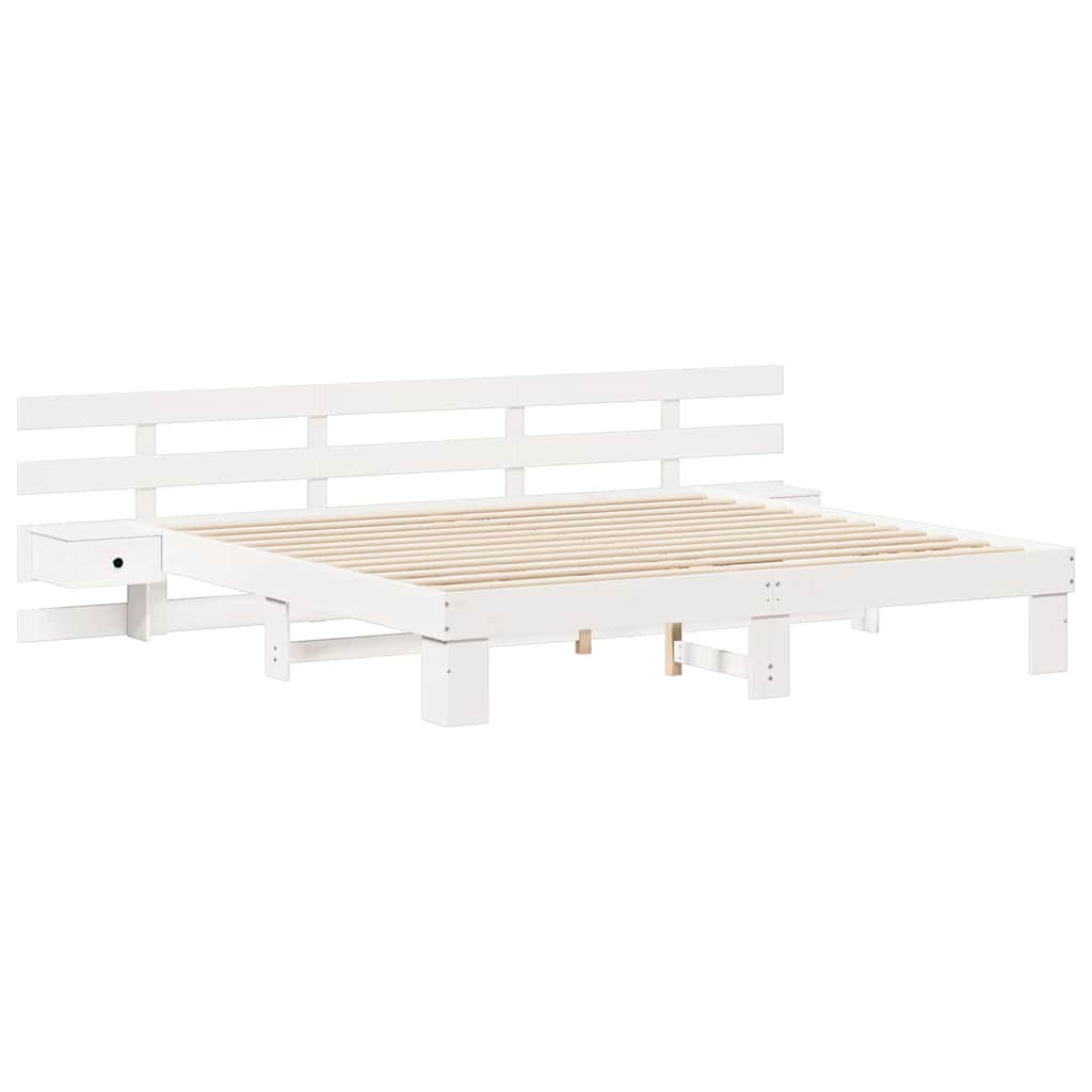 vidaXL Bed Frame with Headboard White 200 x 200 cm Solid Pine Wood