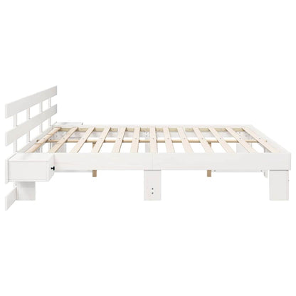 vidaXL Bed Frame with Headboard White 200 x 200 cm Solid Pine Wood