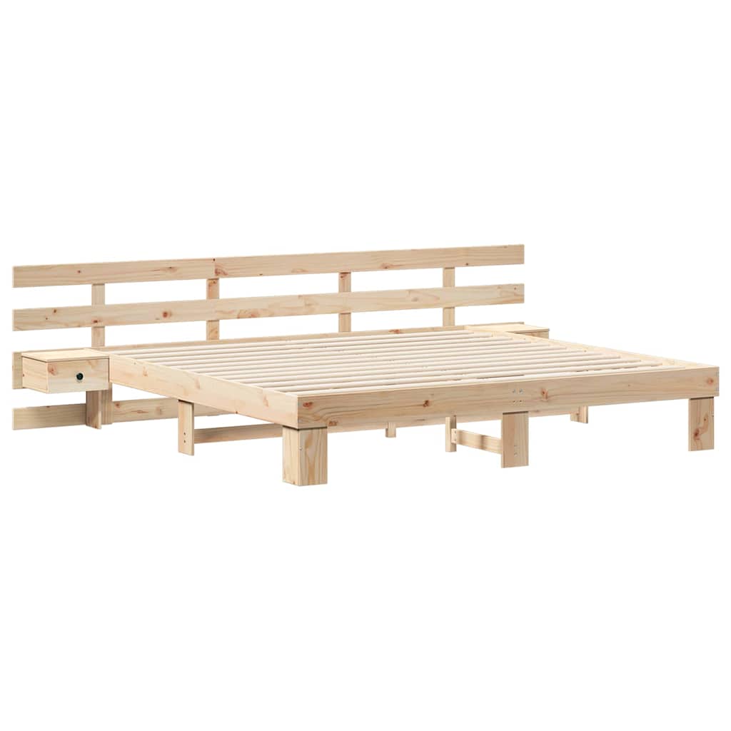 vidaXL Bed Frame with Headboard Brown 180 x 200 cm Solid Pine Wood