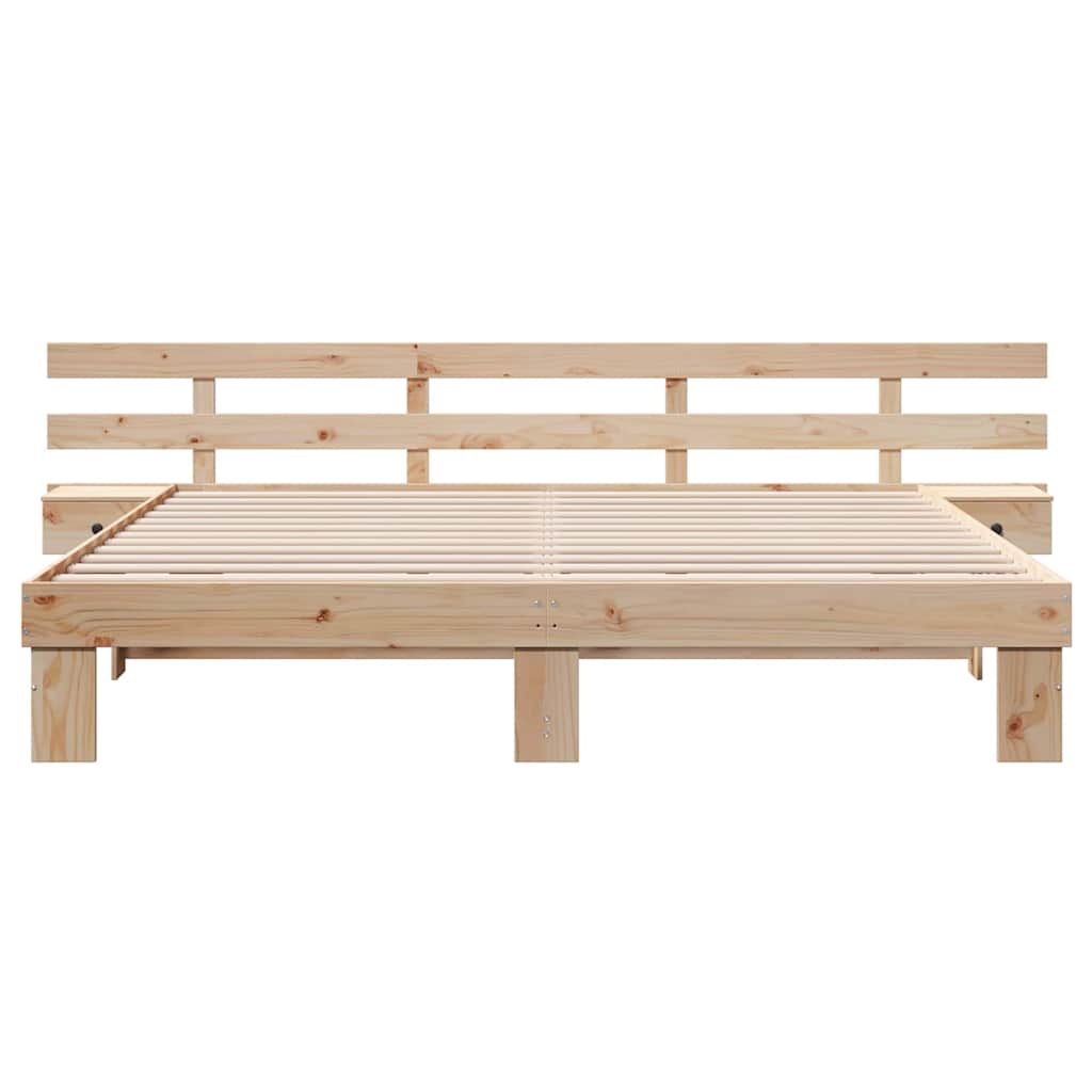 vidaXL Bed Frame with Headboard Brown 180 x 200 cm Solid Pine Wood