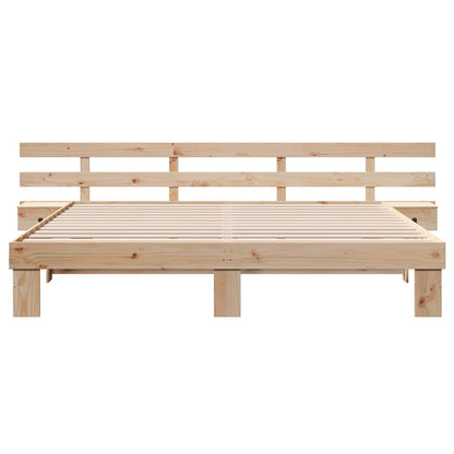 vidaXL Bed Frame with Headboard Brown 180 x 200 cm Solid Pine Wood