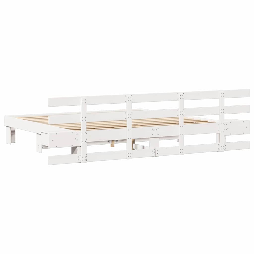 vidaXL Bed Frame with Headboard White 180 x 200 cm Solid Pine Wood