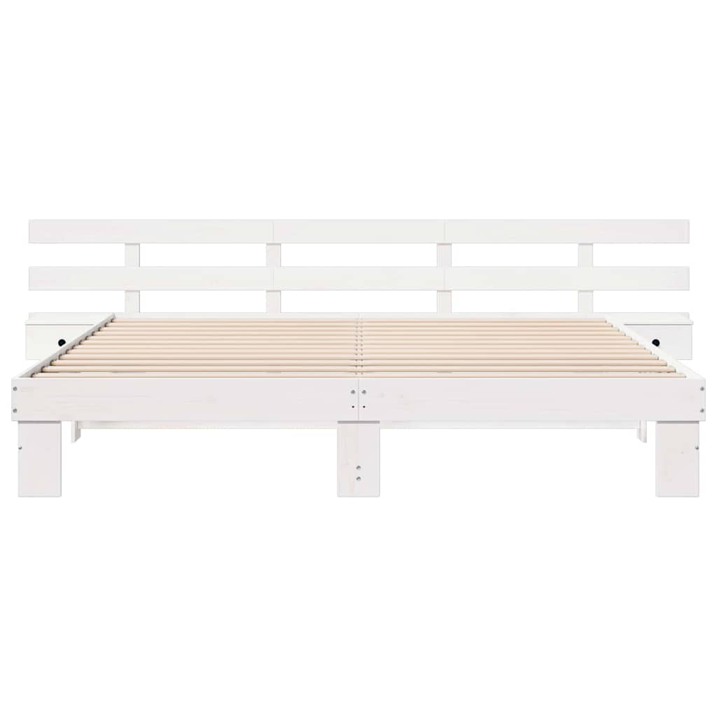 vidaXL Bed Frame with Headboard White 180 x 200 cm Solid Pine Wood