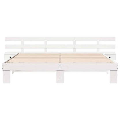 vidaXL Bed Frame with Headboard White 180 x 200 cm Solid Pine Wood