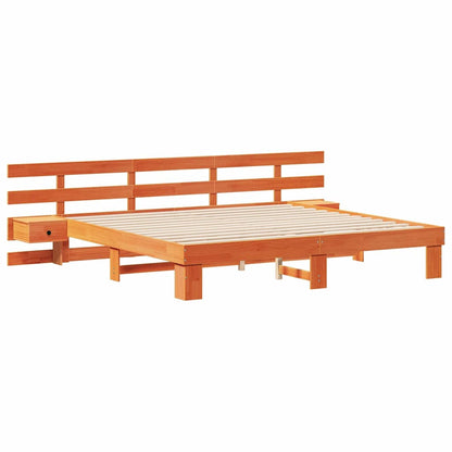 vidaXL Bed Frame with Headboard Brown 180 x 200 cm Solid Pine Wood