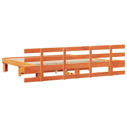 vidaXL Bed Frame with Headboard Brown 180 x 200 cm Solid Pine Wood