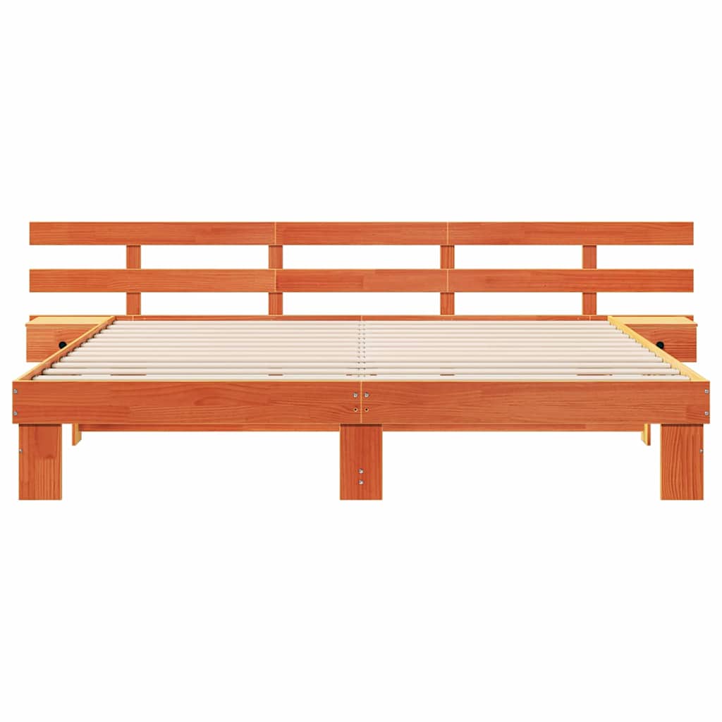 vidaXL Bed Frame with Headboard Brown 180 x 200 cm Solid Pine Wood