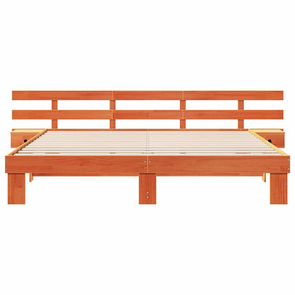 vidaXL Bed Frame with Headboard Brown 180 x 200 cm Solid Pine Wood