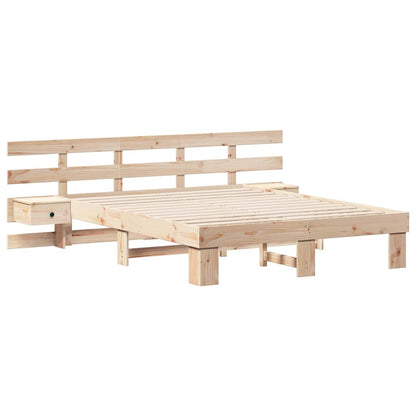 vidaXL Bed Frame with Headboard Brown 160 x 200 cm Solid Pine Wood