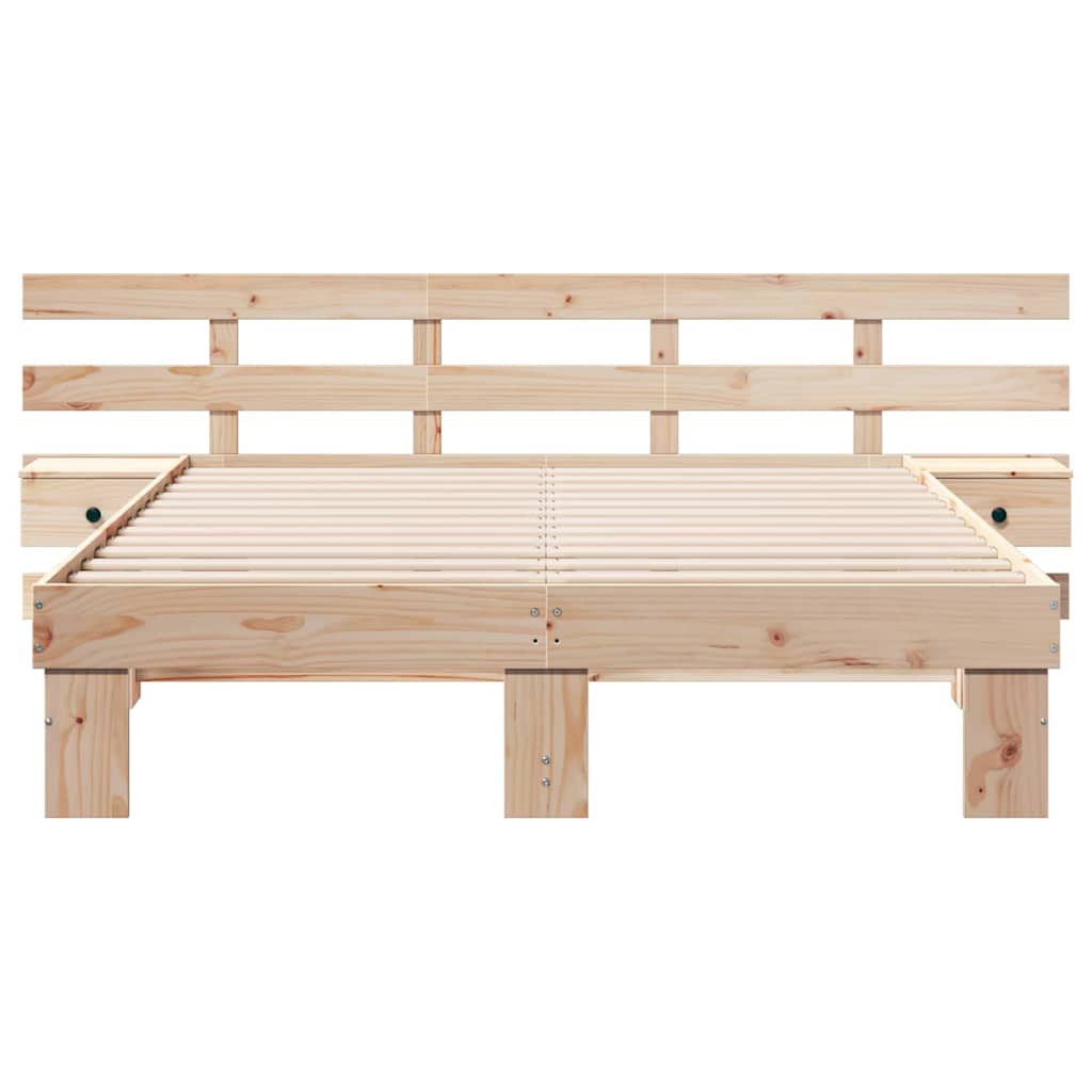 vidaXL Bed Frame with Headboard Brown 160 x 200 cm Solid Pine Wood