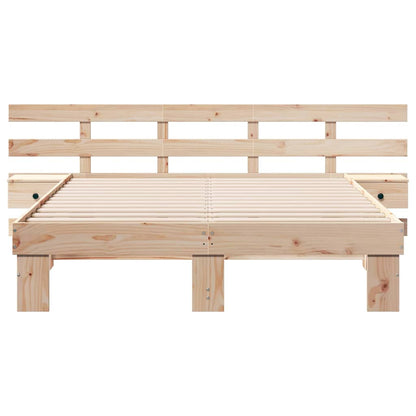 vidaXL Bed Frame with Headboard Brown 160 x 200 cm Solid Pine Wood