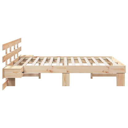 vidaXL Bed Frame with Headboard Brown 160 x 200 cm Solid Pine Wood