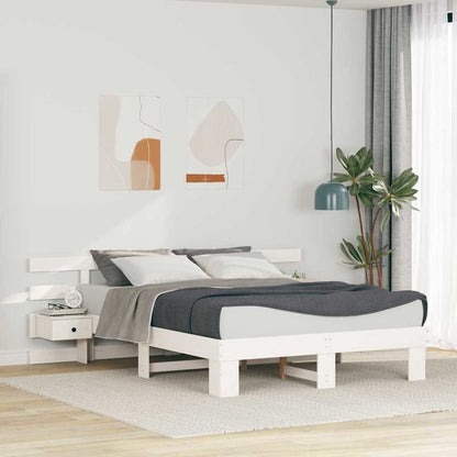 vidaXL Bed Frame with Headboard White 160 x 200 cm Solid Pine Wood