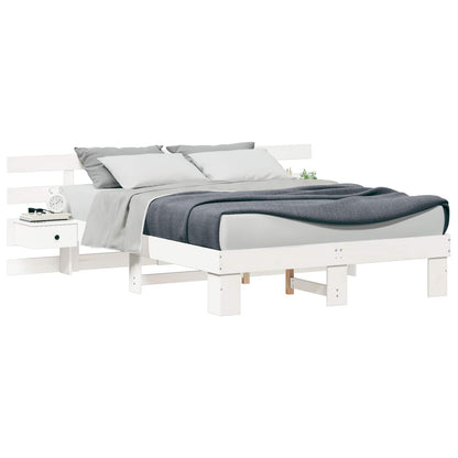 vidaXL Bed Frame with Headboard White 160 x 200 cm Solid Pine Wood