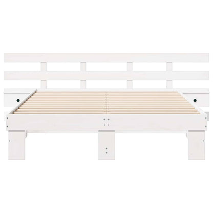 vidaXL Bed Frame with Headboard White 160 x 200 cm Solid Pine Wood
