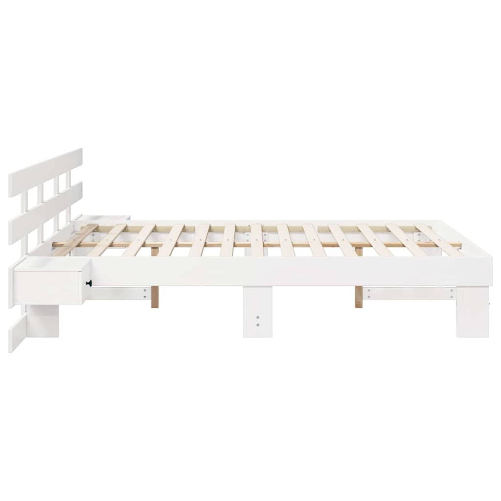 vidaXL Bed Frame with Headboard White 160 x 200 cm Solid Pine Wood