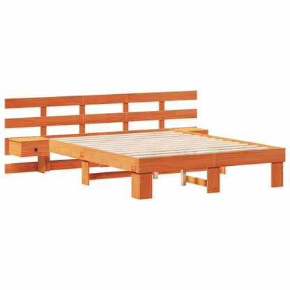 vidaXL Bed Frame with Headboard Brown 160 x 200 cm Solid Pine Wood