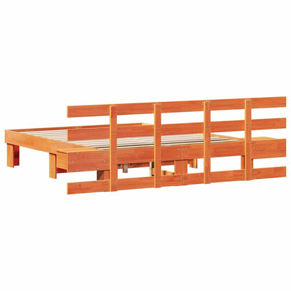 vidaXL Bed Frame with Headboard Brown 160 x 200 cm Solid Pine Wood