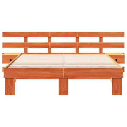 vidaXL Bed Frame with Headboard Brown 160 x 200 cm Solid Pine Wood