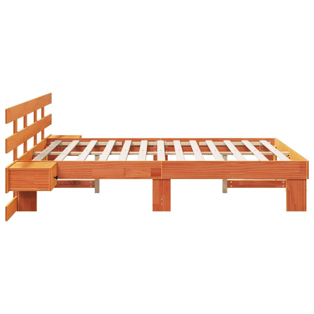 vidaXL Bed Frame with Headboard Brown 160 x 200 cm Solid Pine Wood