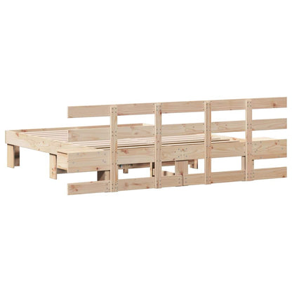 vidaXL Bed Frame with Headboard Brown 140 x 200 cm Solid Pine Wood