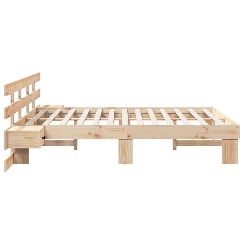 vidaXL Bed Frame with Headboard Brown 140 x 200 cm Solid Pine Wood