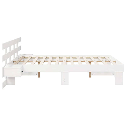 vidaXL Bed Frame with Headboard White 140 x 200 cm Solid Pine Wood