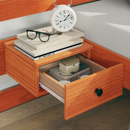 vidaXL Bed Frame with Headboard Brown 140 x 200 cm Solid Pine Wood