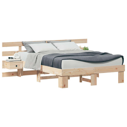 vidaXL Bed Frame with Headboard Brown 120 x 200 cm Solid Pine Wood