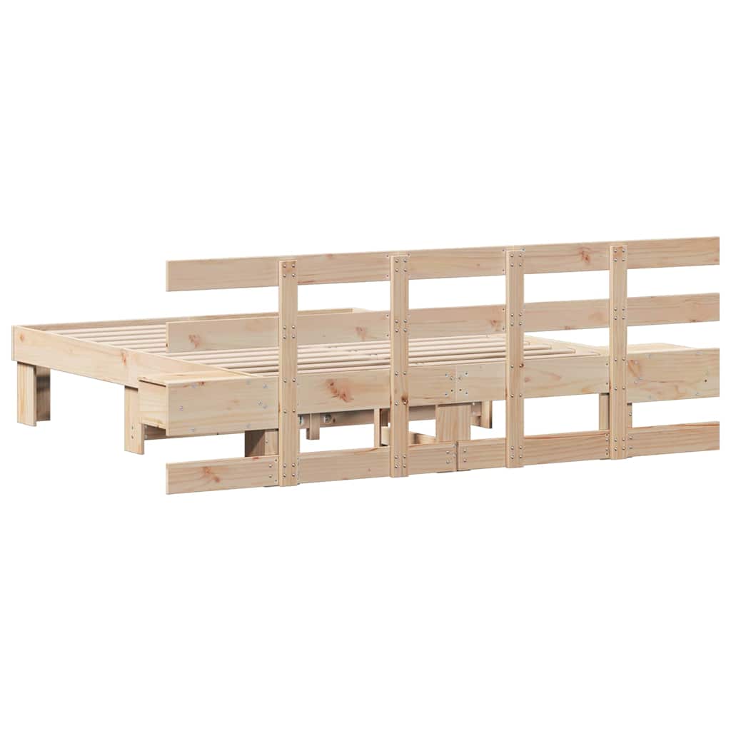 vidaXL Bed Frame with Headboard Brown 120 x 200 cm Solid Pine Wood
