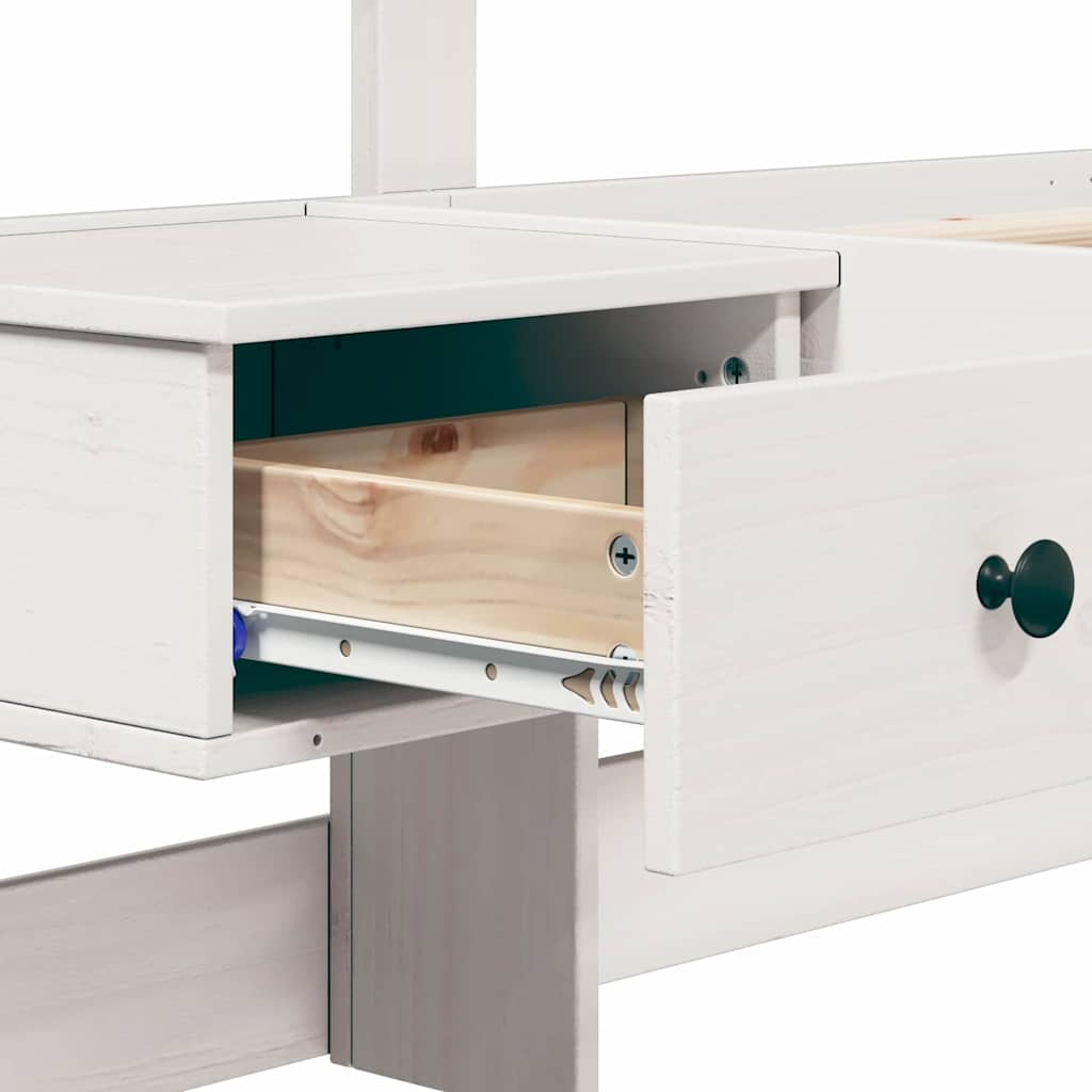 vidaXL Bed Frame with Headboard White 120 x 200 cm Solid Pine Wood