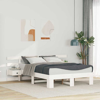 vidaXL Bed Frame with Headboard White 120 x 200 cm Solid Pine Wood