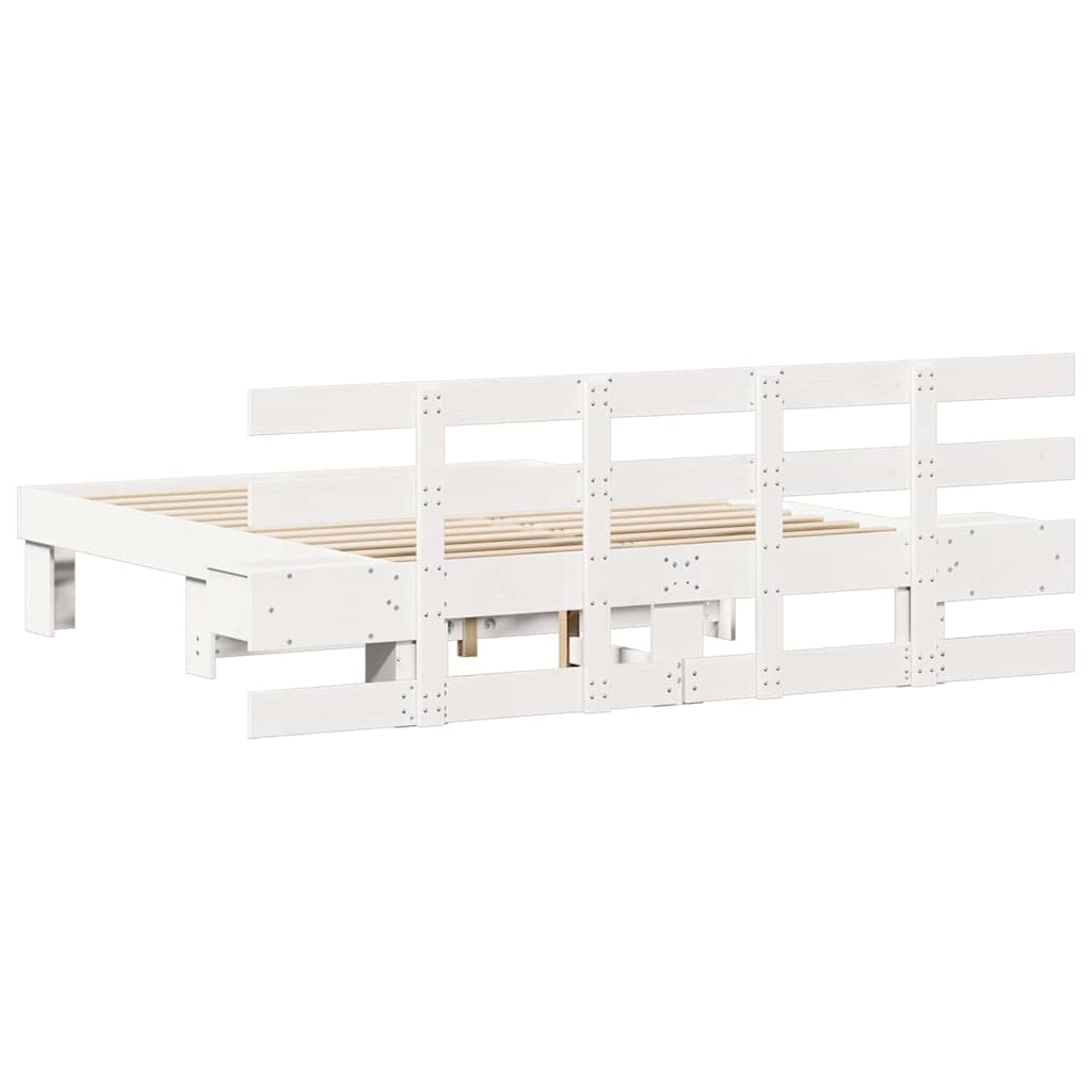 vidaXL Bed Frame with Headboard White 120 x 200 cm Solid Pine Wood