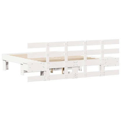 vidaXL Bed Frame with Headboard White 120 x 200 cm Solid Pine Wood