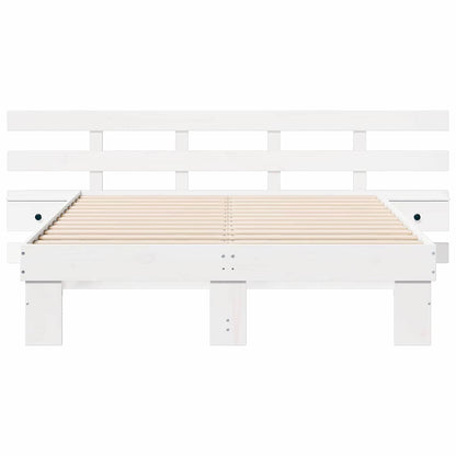 vidaXL Bed Frame with Headboard White 120 x 200 cm Solid Pine Wood