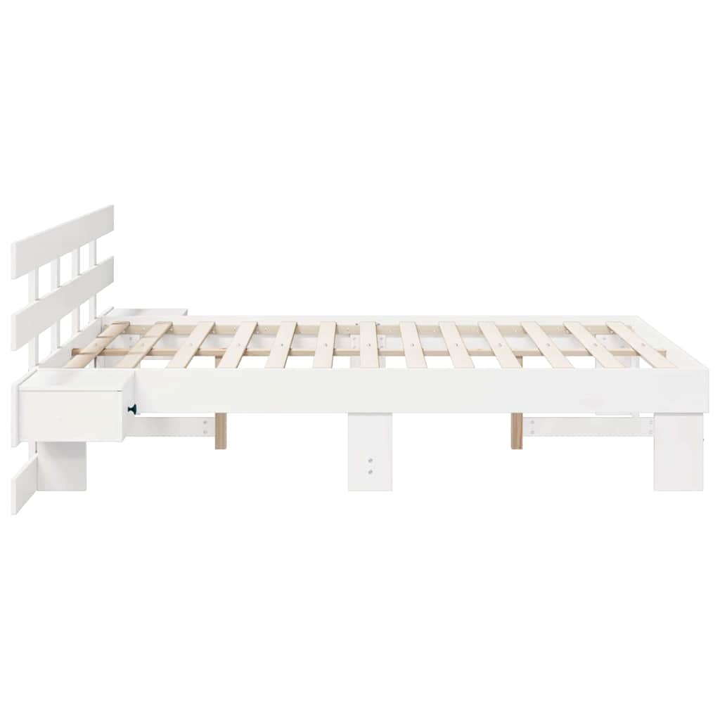 vidaXL Bed Frame with Headboard White 120 x 200 cm Solid Pine Wood