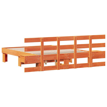 vidaXL Bed Frame with Headboard Brown 120 x 200 cm Solid Pine Wood