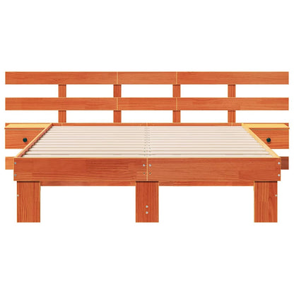 vidaXL Bed Frame with Headboard Brown 120 x 200 cm Solid Pine Wood