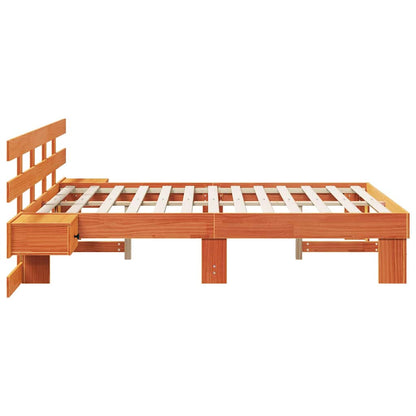 vidaXL Bed Frame with Headboard Brown 120 x 200 cm Solid Pine Wood