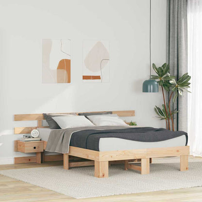 vidaXL Bed Frame with Headboard Brown 140 x 190 cm Solid Pine Wood