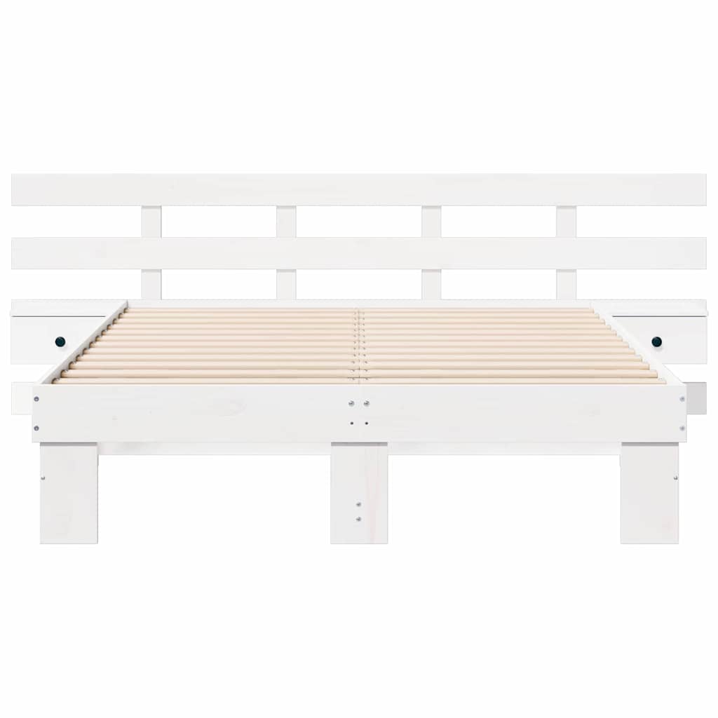 vidaXL Bed Frame with Headboard White 140 x 190 cm Solid Pine Wood