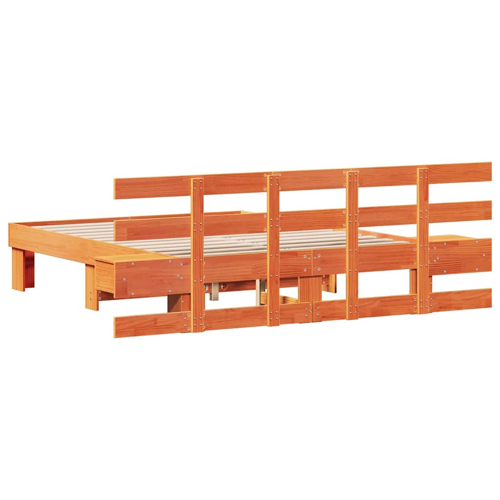 vidaXL Bed Frame with Headboard Brown 140 x 190 cm Solid Pine Wood