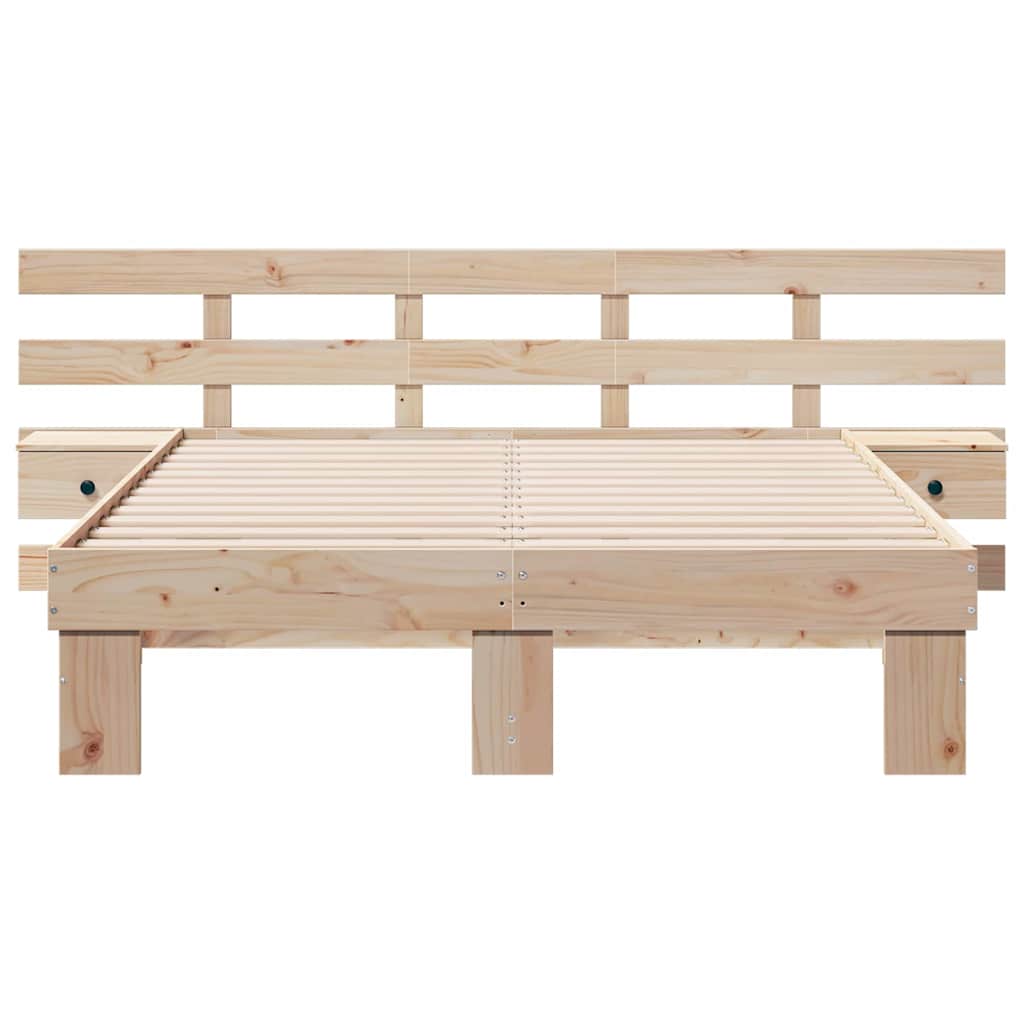 vidaXL Bed Frame with Headboard Brown 120 x 190 cm Solid Pine Wood