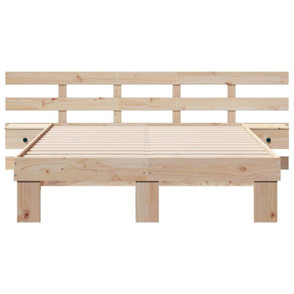 vidaXL Bed Frame with Headboard Brown 120 x 190 cm Solid Pine Wood