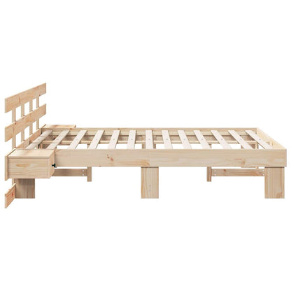 vidaXL Bed Frame with Headboard Brown 120 x 190 cm Solid Pine Wood