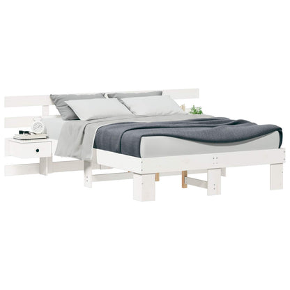 vidaXL Bed Frame with Headboard White 120 x 190 cm Solid Pine Wood