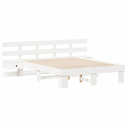 vidaXL Bed Frame with Headboard White 120 x 190 cm Solid Pine Wood
