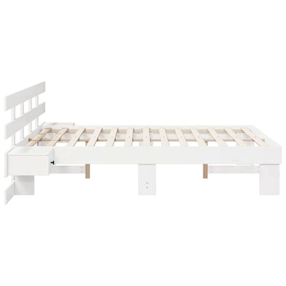 vidaXL Bed Frame with Headboard White 120 x 190 cm Solid Pine Wood