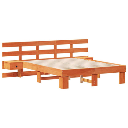 vidaXL Bed Frame with Headboard Brown 120 x 190 cm Solid Pine Wood