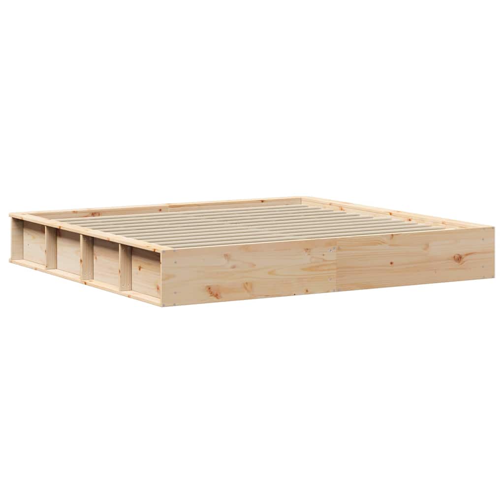 vidaXL Bed Frame Brown 200 x 200 cm Solid Pine Wood